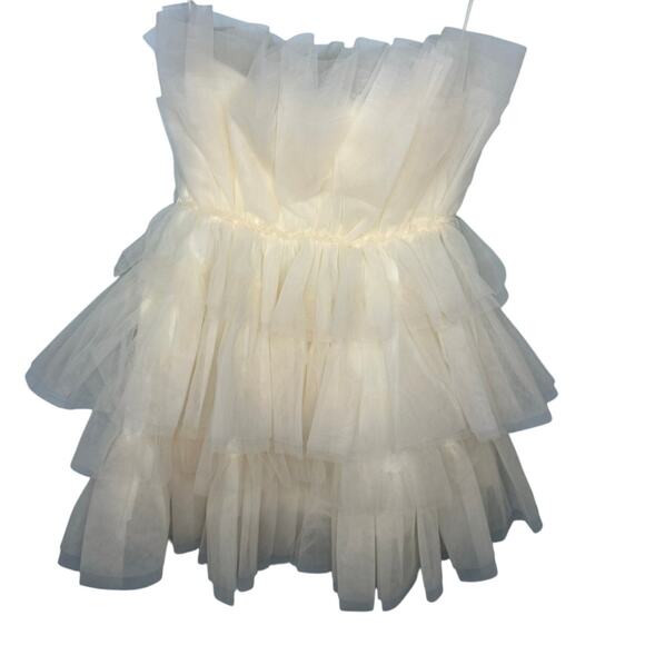 Mable Aileen Ruffle Mini Dress Size Small Short HOCO Party Tulle Fun Strapless - Picture 1 of 6